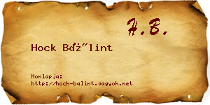 Hock Bálint névjegykártya